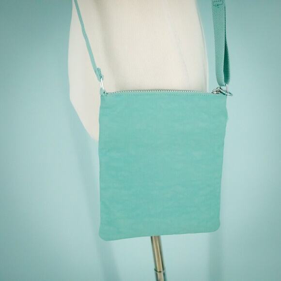 Kipling Aqua Blue Alvar Extra Small Mini Crossbody Zipper Nylon Purse Bag - Picture 4 of 5